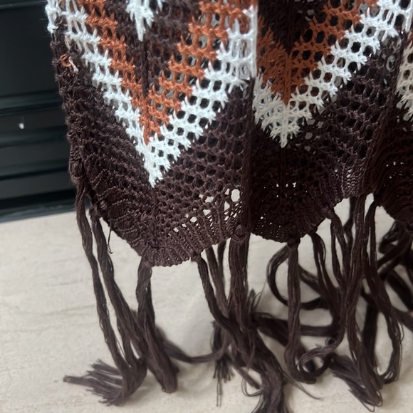 NWT Almost Famous Chevron Pointelle Fringe Boho Indie Retro Dress, L - Picture 8 of 9